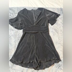 Fashion Nova Black Pleated Jumpsuit